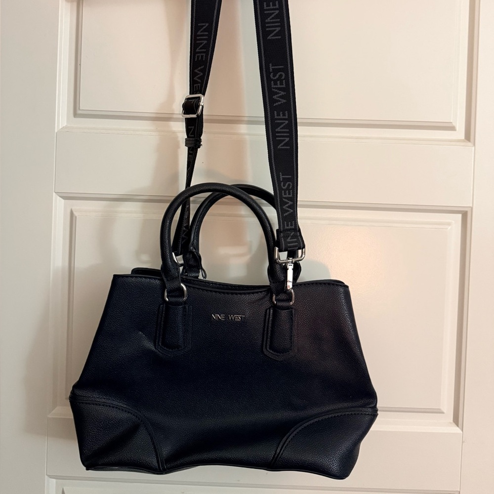 Nine West Black Shoulder Bag with Thick Logo Strap